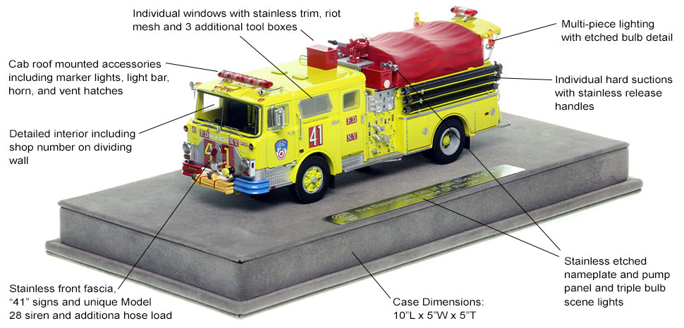Features and Specs of FDNY's 1981 Mack CF Engine 41 scale model