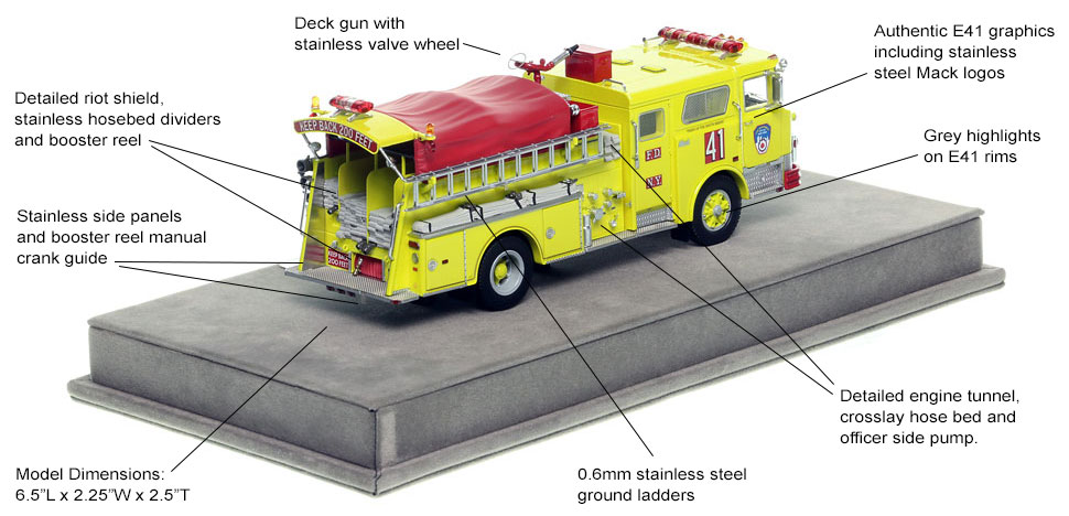 Specs and Features of FDNY's 1981 Mack CF Engine 41 scale model