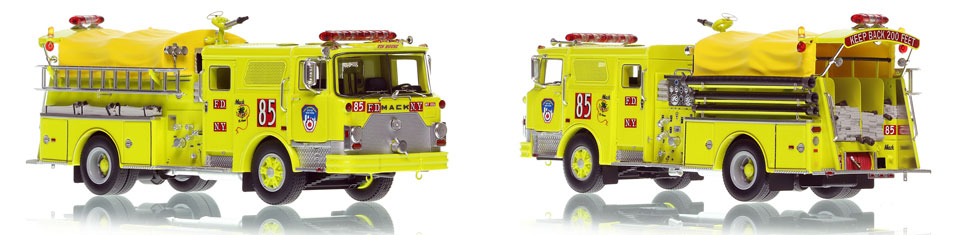 FDNY's 1981 Mack CF Engine 85 scale model is hand-crafted and intricately detailed.
