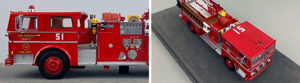 Closeup pictures 5-6 of the Los Angeles County 1973 Ward LaFrance Engine 51 scale model
