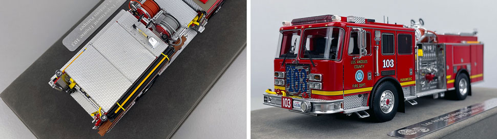 Closeup pictures 3-4 of the Los Angeles County KME Predator Engine 103 scale model