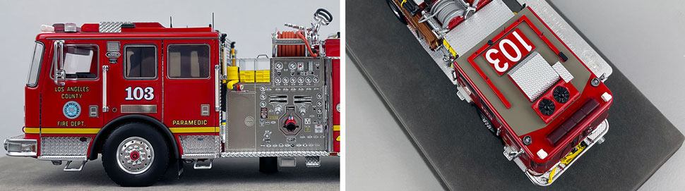 Closeup pictures 5-6 of the Los Angeles County KME Predator Engine 103 scale model