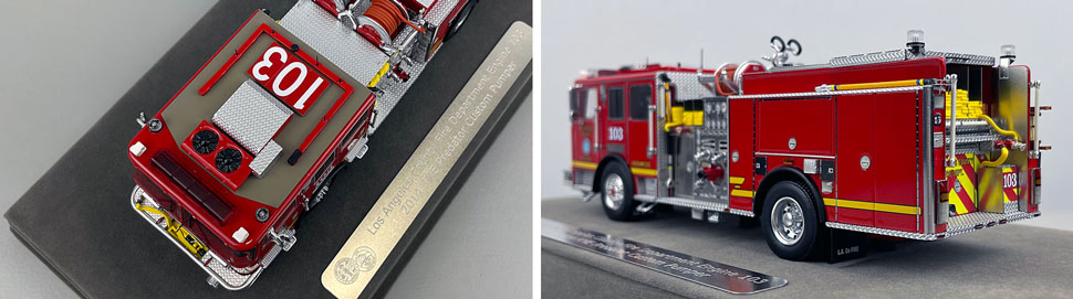 Closeup pictures 7-8 of the Los Angeles County KME Predator Engine 103 scale model