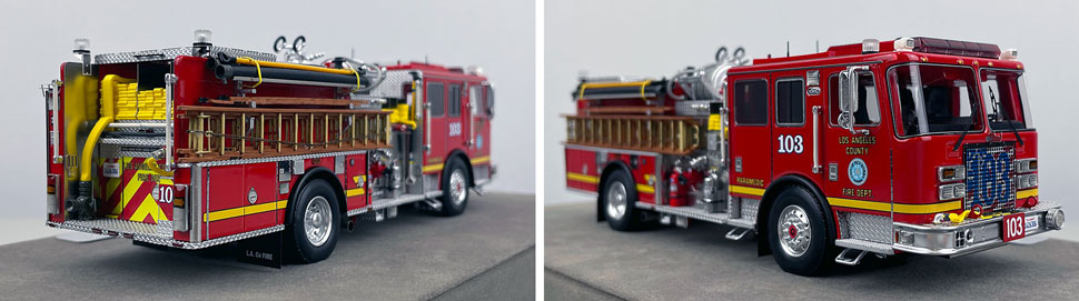Closeup pictures 11-12 of the Los Angeles County KME Predator Engine 103 scale model