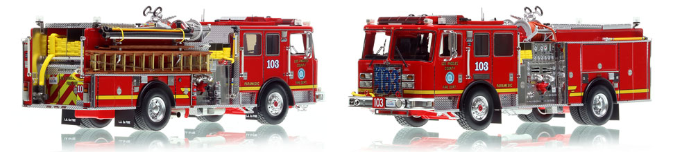 L.A. County KME Predator Engine 103 scale model is hand-crafted and intricately detailed.