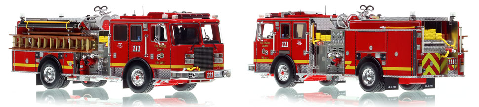 L.A. County KME Predator Engine 111 scale model is hand-crafted and intricately detailed.
