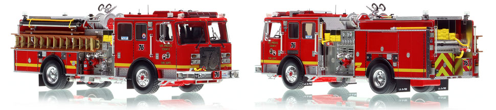 L.A. County KME Predator Engine 76 scale model is hand-crafted and intricately detailed.