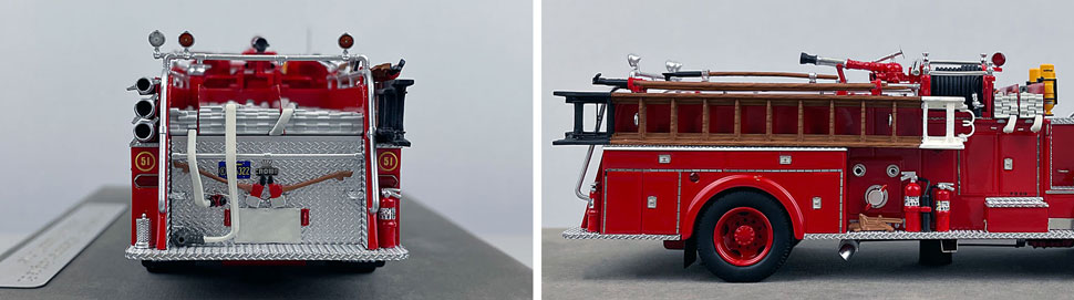 Closeup pictures 9-10 of the Los Angeles County 1965 Crown Firecoach Engine 51 scale model