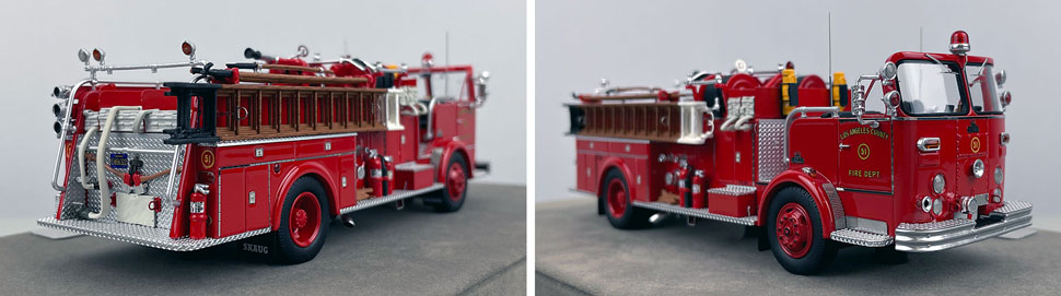 Closeup pictures 11-12 of the Los Angeles County 1965 Crown Firecoach Engine 51 scale model