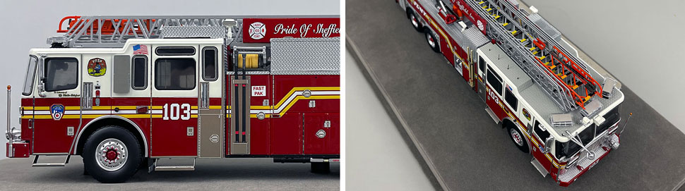 Closeup pictures 5-6 of the FDNY Ladder 103 scale model