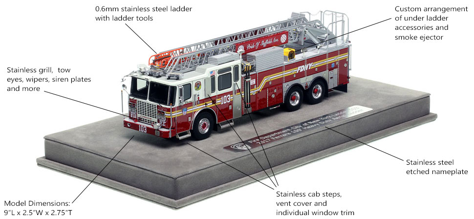 Features and Specs of FDNY Ladder 103 scale model