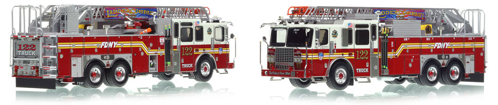 FDNY's Ladder 122 scale model is hand-crafted and intricately detailed.