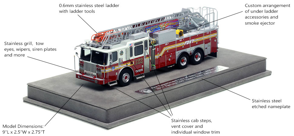 Features and Specs of FDNY Ladder 122 scale model