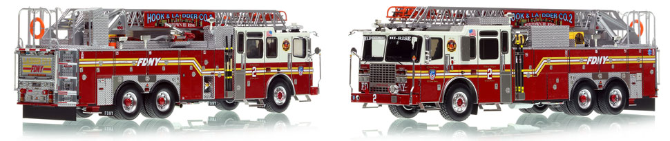 FDNY's Ladder 2 scale model is hand-crafted and intricately detailed.