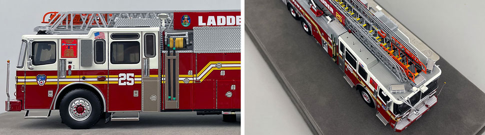 Closeup pictures 5-6 of the FDNY Ladder 25 scale model