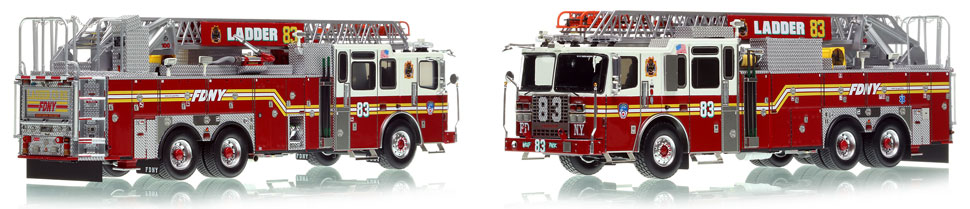 FDNY's Ladder 83 scale model is hand-crafted and intricately detailed.