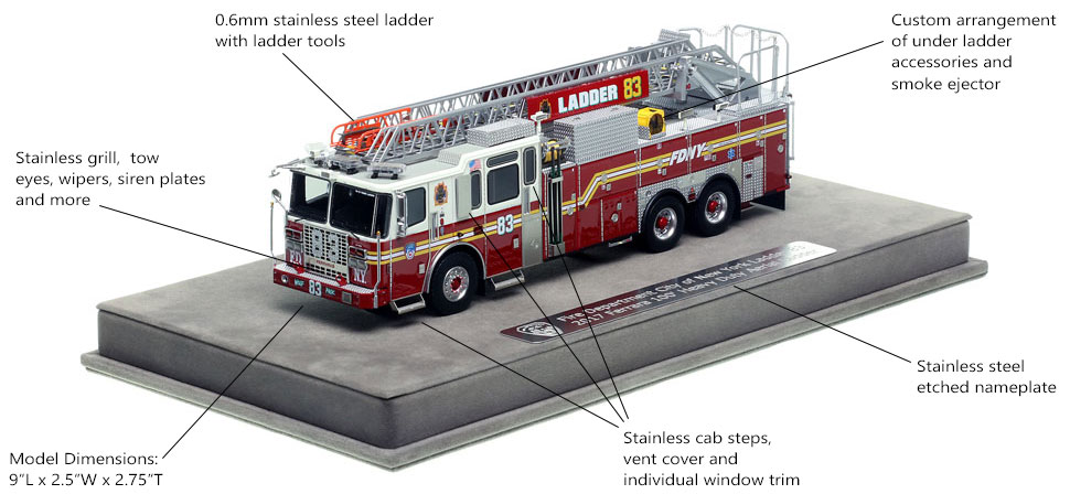 Features and Specs of FDNY Ladder 83 scale model