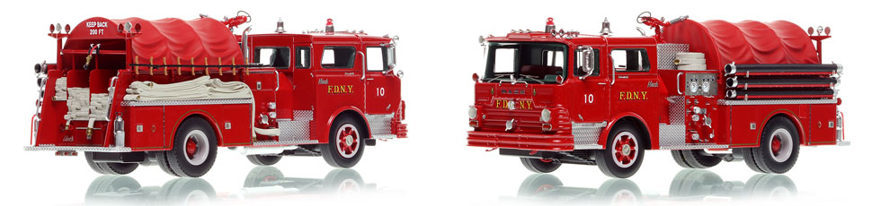 FDNY's 1968 Mack CF Engine 10 scale model is hand-crafted and intricately detailed.