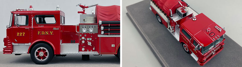 Closeup pictures 5-6 of FDNY's 1968 Mack CF Engine 227 scale model