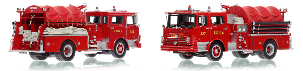 FDNY's 1968 Mack CF Engine 227 scale model is hand-crafted and intricately detailed.