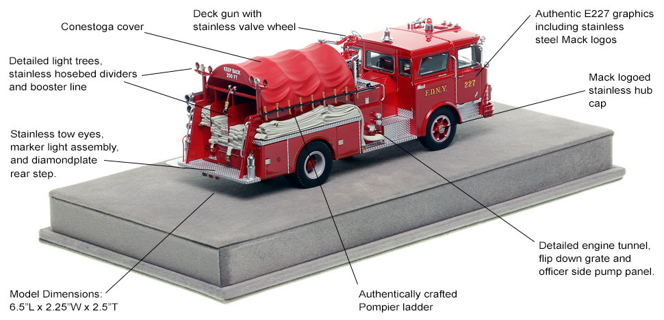 Specs and Features of FDNY's 1968 Mack CF Engine 227 scale model