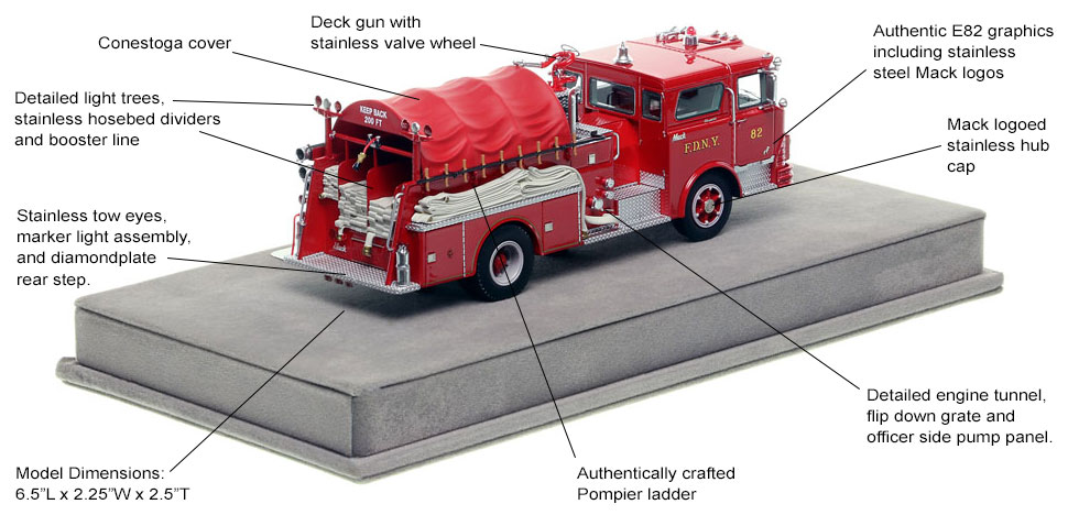 Specs and Features of FDNY's 1968 Mack CF Engine 82 scale model