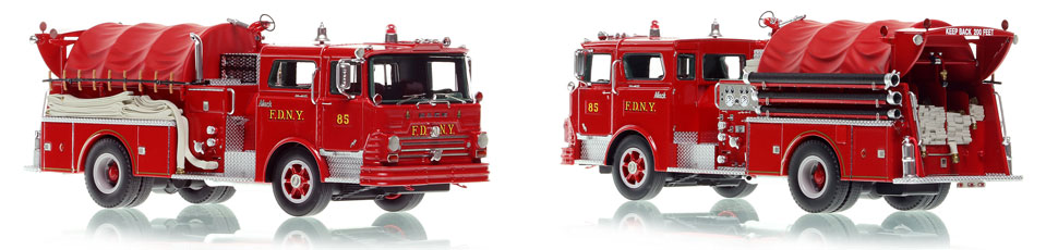 FDNY's 1968 Mack CF Engine 85 scale model is hand-crafted and intricately detailed.