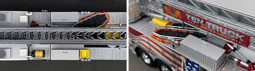 Closeup pictures 13-14 of the 2001 FDNY Ladder 10 scale model