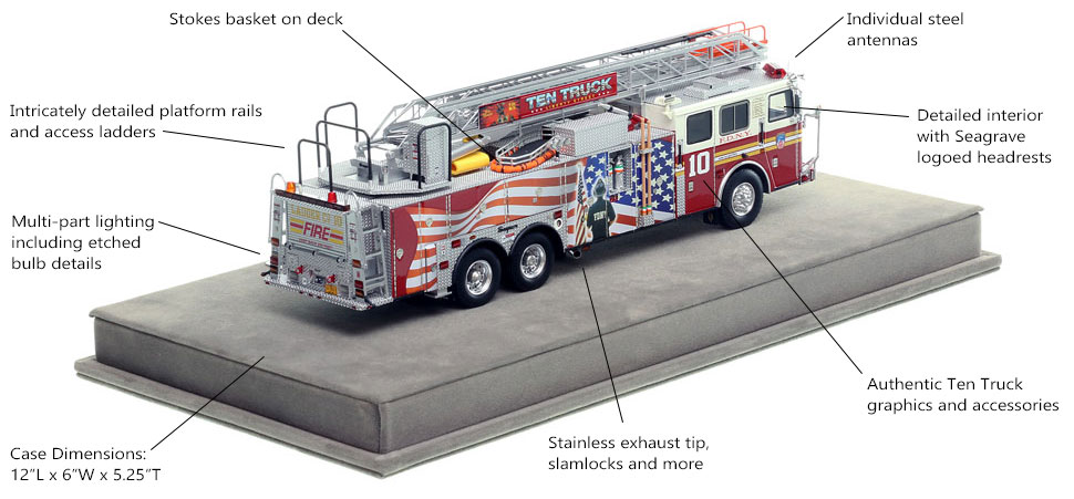 Specs and Features of FDNY's 2001 Ladder 10 scale model