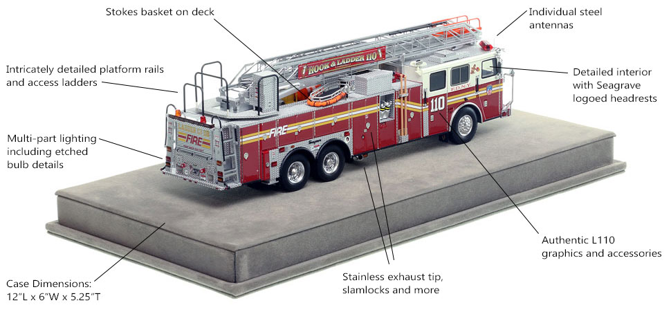 Specs and Features of FDNY's 2002 Ladder 110 scale model