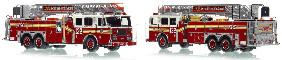FDNY's 2001 Ladder 132 scale model is hand-crafted and intricately detailed.