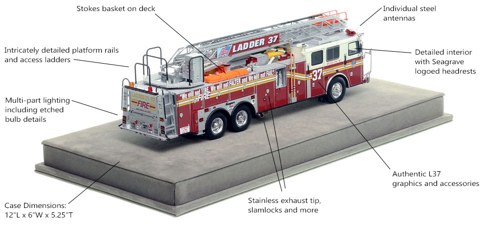 Specs and Features of FDNY's 2002 Ladder 37 scale model