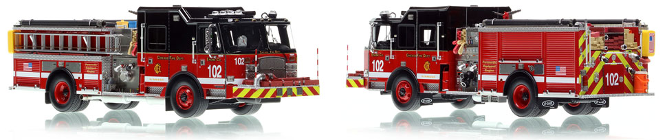 Take home a Chicago Fire Department E-One Engine 102 scale model!