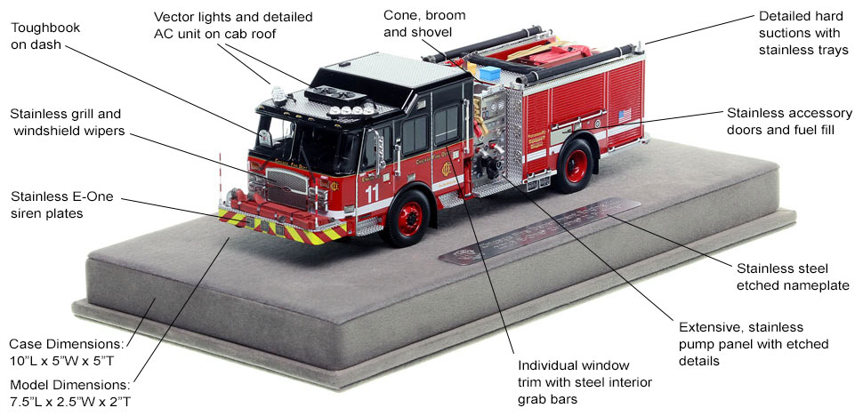 Features and Specs of Chicago's E-One Engine 11 scale model