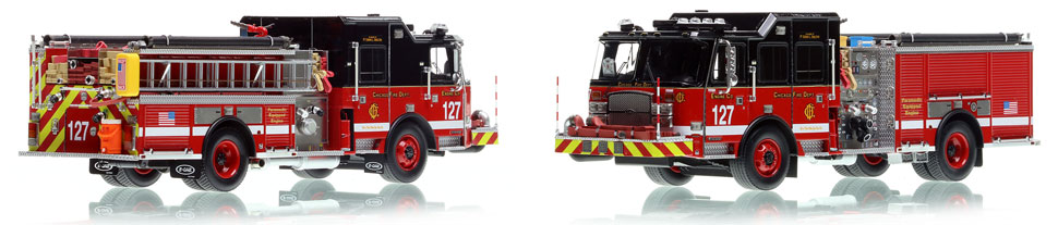Take home a Chicago Fire Department E-One Engine 127 scale model!