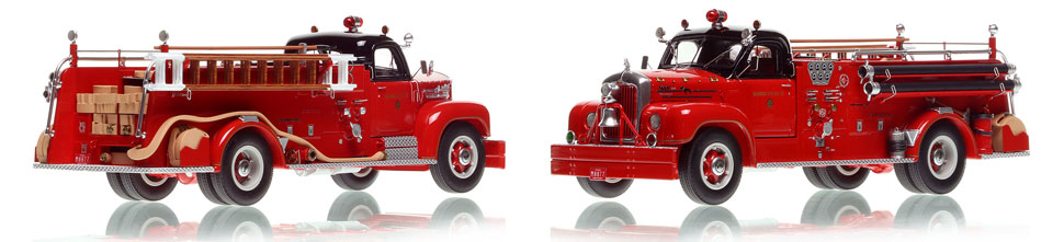 Chicago's 1956 Mack B95 Engine Co. 15 scale model is hand-crafted and intricately detailed.