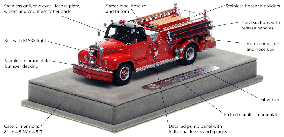 Features and Specs of Chicago's 1956 Mack B95 Engine Co. 1 scale model
