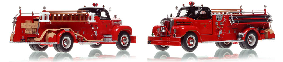 Chicago's 1956 Mack B95 Engine Co. 108 scale model is hand-crafted and intricately detailed.
