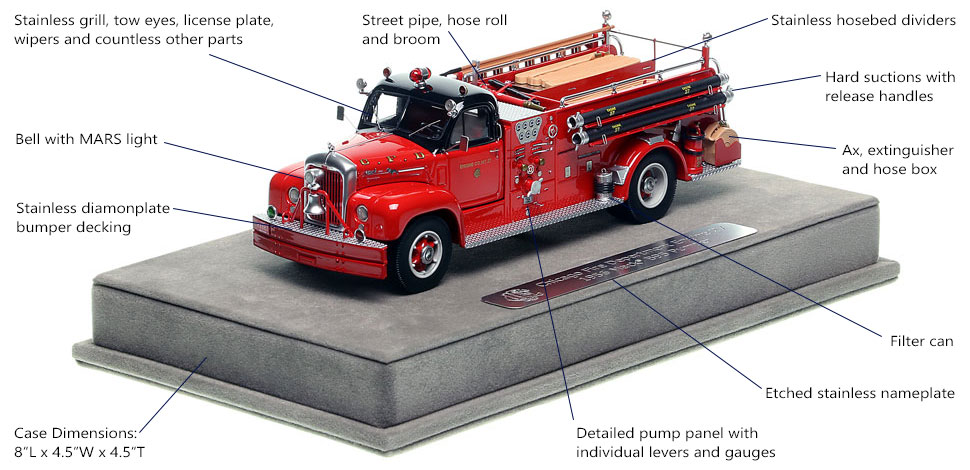 Features and Specs of Chicago's 1956 Mack B95 Engine Co. 27 scale model