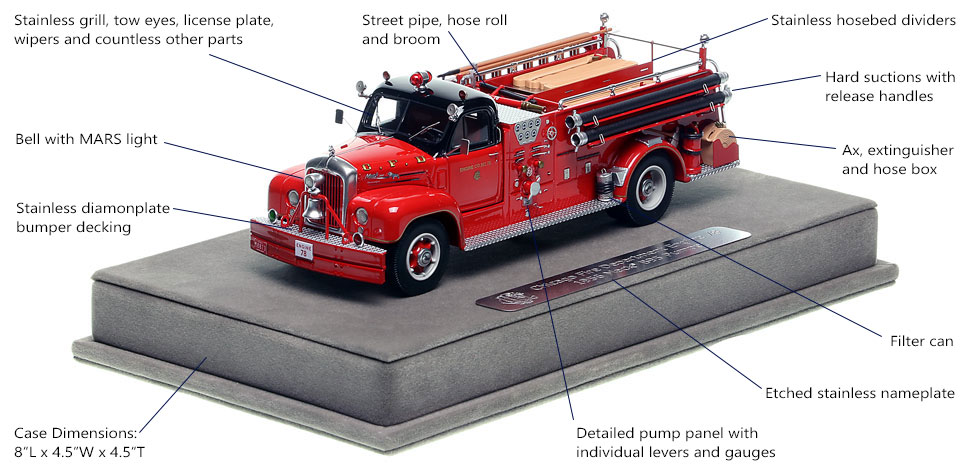 Features and Specs of Chicago's 1956 Mack B95 Engine Co. 78 scale model