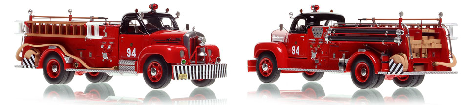 Chicago's 1956 Mack B95 Engine Co. 94 scale model is hand-crafted and intricately detailed.